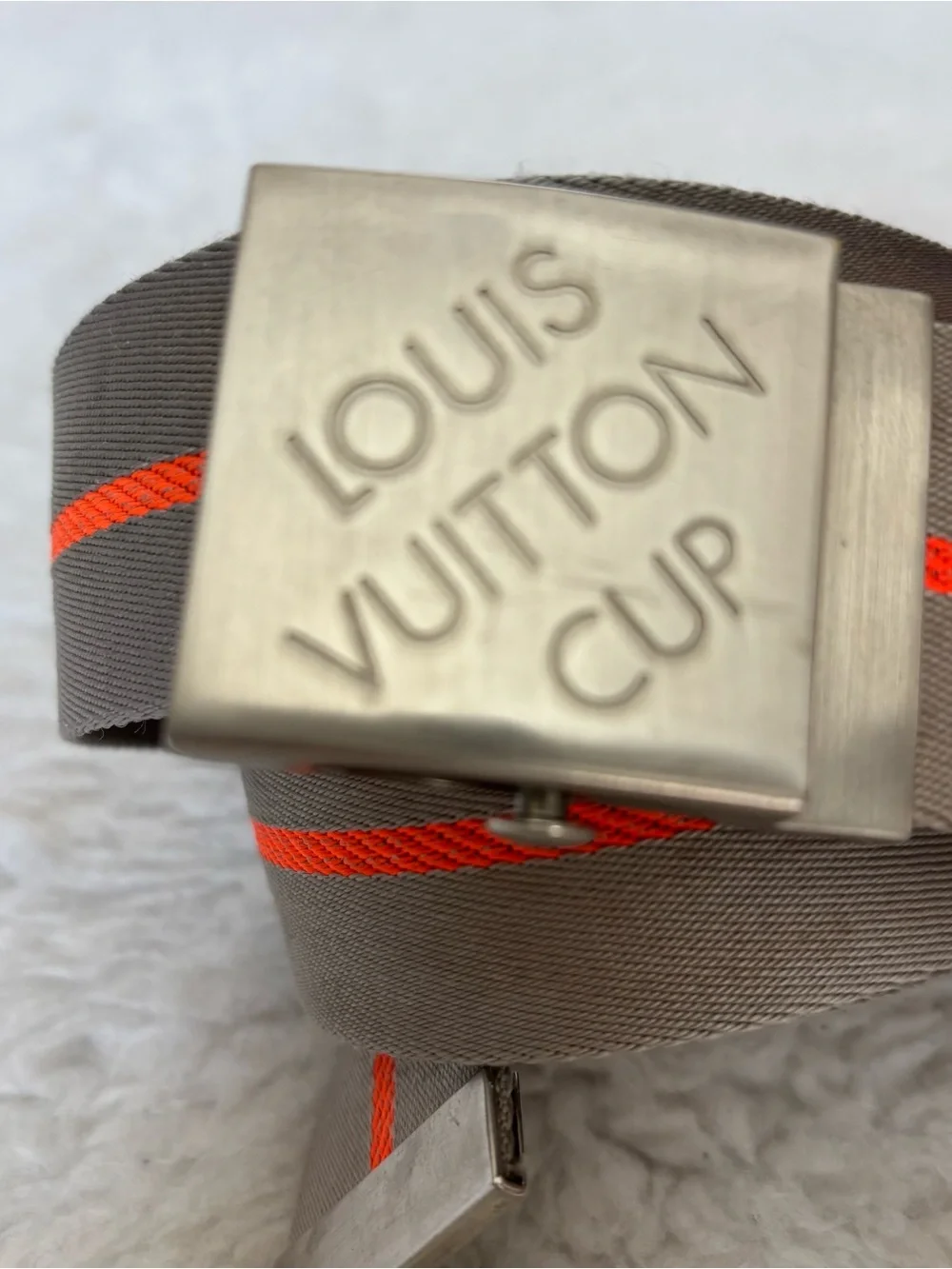 Louis Vuitton Cup Nylon Gray/Orange Adjustable Belt